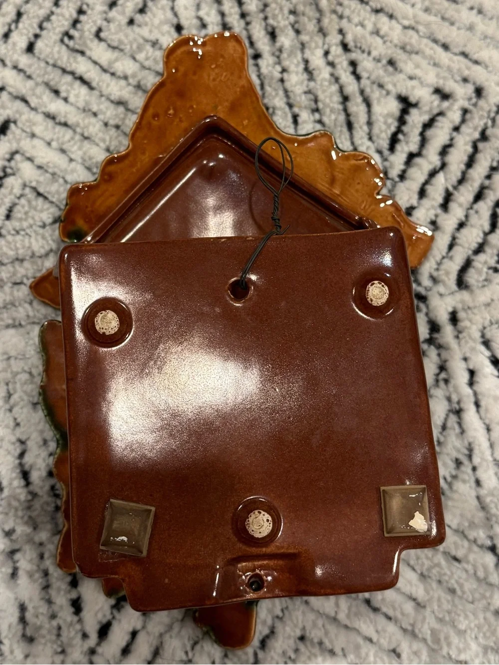 Ceramic Cuckoo Clock Wall Accent in Brown and Green